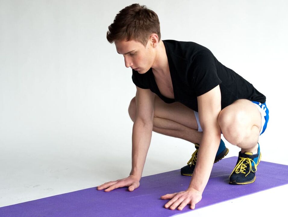 Exercise Frog for training a man's pelvic muscles
